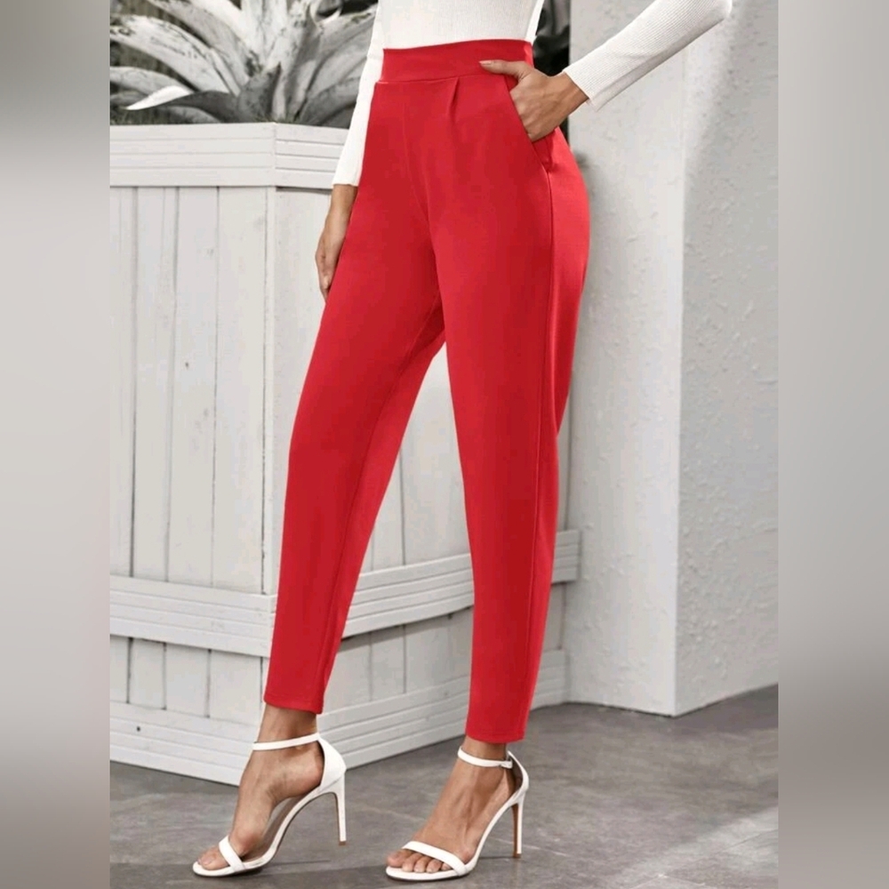 High waisted Stretch Red Fitted Pants size 4